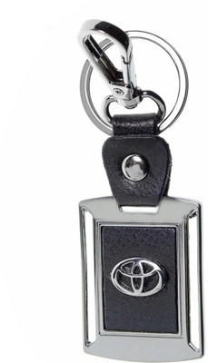 

Three Shades Toyota Leather Metal Logo Locking Curved Locking Car Key Chain (Black & Silver) Key Chain