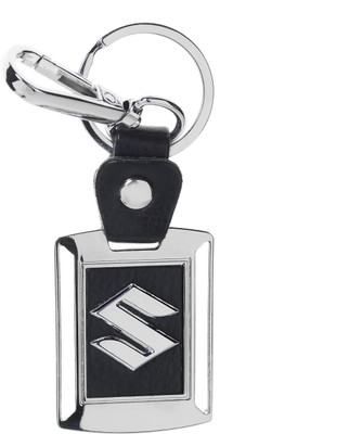 

Three Shades Maruti Suzuki Leather Metal Logo Locking Curved Locking Car Key Chain (Black & Silver) Key Chain