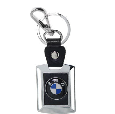 

Three Shades BMW Leather Metal Logo Locking Curved Locking Car Key Chain (Black & Silver) Key Chain