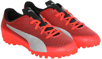 

Puma Boys Lace Football Shoes(Red, Red blast- silver- black