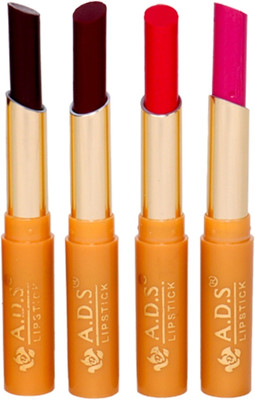 

ADS Durable Organic waterproof lipstick set of 4 Multi color (bba)(Multicolor, 1.5 ml)