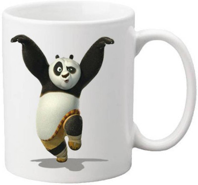 MUGKIN Beautiful Dancing Kung Fu Panda Pattern Ceramic Coffee Mug(350 ml)