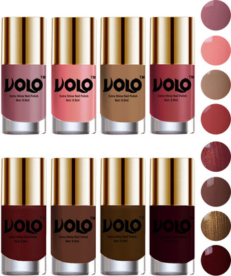 

Volo High-Shine Long Lasting Non Toxic Professional Nail Polish Set of 8 Nudes Spring, Candy Cotton, Dark Nude, Tan, Metallic Maroon, Chocolate Brown, Brown Coffee, Maroon(Pack of 8)