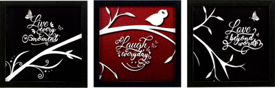 Indianara INDIANARA 3 PIECE SET OF FRAMED WALL LIVE LAUGH LOVE HANGING MOTIVATIONAL OFFICE DECOR ART PRINTS 8.7 INCH X 8.7 INCH WITHOUT GLASS Digital Reprint 8.7 inch x 8.7 inch Painting(With Frame, Pack of 3)