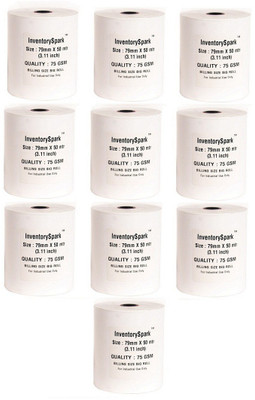 

InventorySpark Set of 10 of 75 GSM Unruled 79MMX50Mtr Size Thermal Paper(Set of 10, White)