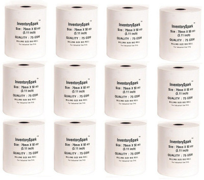 

InventorySpark Set of 12 of 75 GSM Unruled 79MMX50Mtr Size Thermal Paper(Set of 12, White)
