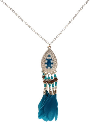 

Aaishwarya Boho Gypsy style Blue Feather Long Alloy Pendant