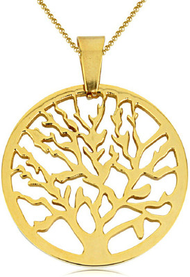 Fabfashion 14K Gold Plated Womens Mens Stainless Steel Pendant With Chain Gold-plated Alloy Pendant