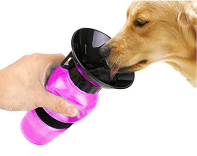 

Sage Square Portable Travel Outdoor / Indoor Water Bottle Cum Bowl Cum Water Feeder cum Dispenser With Wrist Strap for Dog / Cat / Puppy / Kitten (Pink) Round Plastic Pet Bowl & Bottle(600 ml Pink)