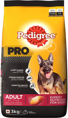 PEDIGREE PRO Expert Nutrition for Active Adult ( 18 Months Onwards ) 3 kg Dry Adult Dog Food