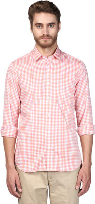 COLORPLUS Men Checkered Formal Orange Shirt