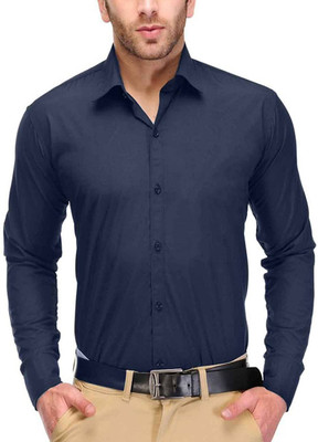 FabTag - Deeksha Men Solid Casual Dark Blue Shirt