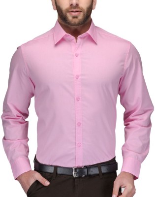 FabTag - Deeksha Men Solid Formal Pink Shirt