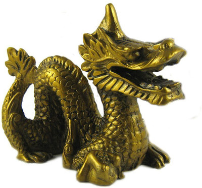 

Atharv Enterprises dragon for wealth, power and protection Decorative Showpiece - 10 cm(Polyresin, Gold)