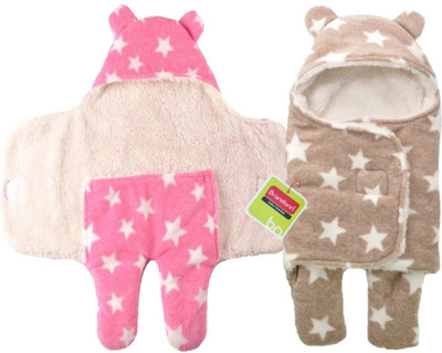 

BRANDONN Polka  Hooded Baby Blanket(Polyester, Pink, Beige, Beige;pink