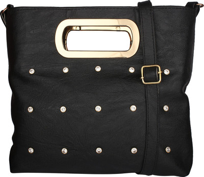 

JVoutfits Women Casual Black Leatherette Sling Bag