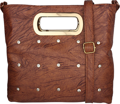 

JVoutfits Women Casual Brown Leatherette Sling Bag