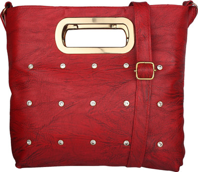 

JVoutfits Women Casual Red Leatherette Sling Bag