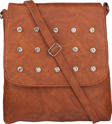 

JVoutfits Women Casual Brown Leatherette Sling Bag
