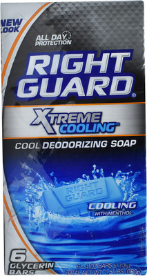 

Right Guard Xtreme Cooling Cool Deodorizing Soap, 6 Glycerin Bars - 680g (6x113g)(680 g)