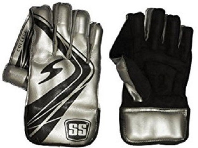 

SS College Mens Wicket Keeping Gloves (Men, Silver, Black)