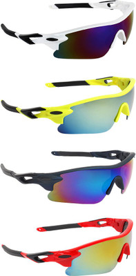 Zyaden Wrap-around, Wrap-around, Wrap-around, Wrap-around Sunglasses(For Men & Women, Multicolor, Multicolor, Multicolor, Multicolor)