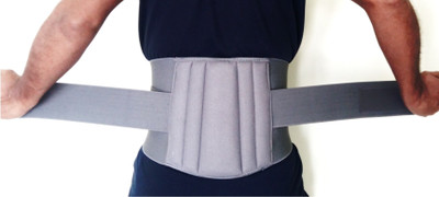 

RCE Lumber Support (LSD-01) Belt -Double Pull Presssuried Lower back waist Support for Unisex Adjustable Compression Lumbar Support (, Grey