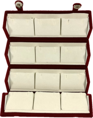 

Addyz Midium Earring Studs Tops Velvet Folder 12 Pairs Organizer Jewellery Vanity Box(Red, White)