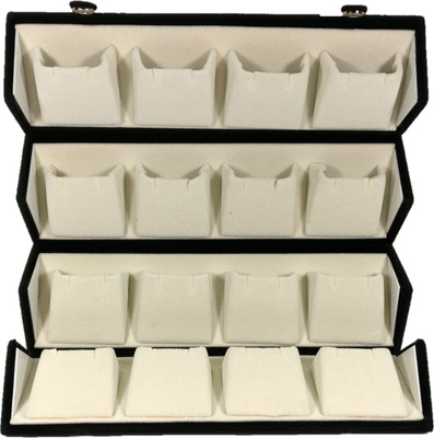 

Addyz Large Earring Studs Tops Velvet Folder 16 Pairs Organizer Jewellery Vanity Box(Black, White)
