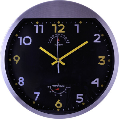 Justin Analog 30 cm X 30 cm Wall Clock(Silver, With Glass)