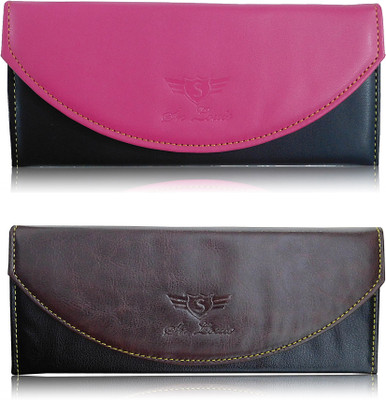 

SN LOUIS Women Casual Multicolor Artificial Leather Wallet(10 Card Slots), Pink & brown