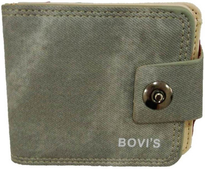 bovi Men Grey Artificial Leather Wallet(7 Card Slots)