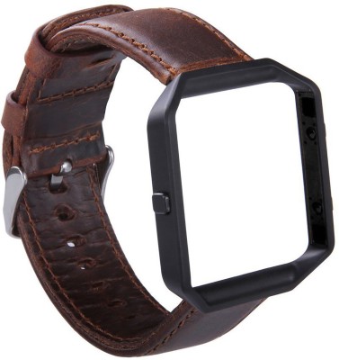 

House of Quirk Leather Retro Strap Stainless Steel Frame for Smart Fitness Watch 23 mm Fitbit Blaze Leather Retro Strap Stainless Steel Frame for Fitbit Blaze Smart Fitness Watch Watch Strap(Brown)