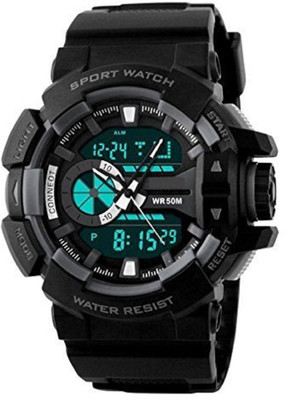 

Dolphin DOL0027 Analogue + Digital Multifunctional Stainless Steel Outdoor Sport Watch Dual Time Black Dial army Watch for Boys & Men's Watch - For Boys