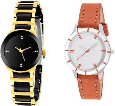 

Talgo RRWRINGWIIKSMALLBDGD White Analogue Dial Brown Leather Belt And Black Small Dial Black-Gold Metal Belt ( Combo Of 2 ) Watch - For Girls