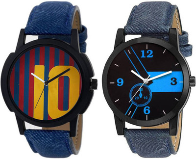 

FabSale Set Of Two Leather Strap Combo Watch - For Men & Women