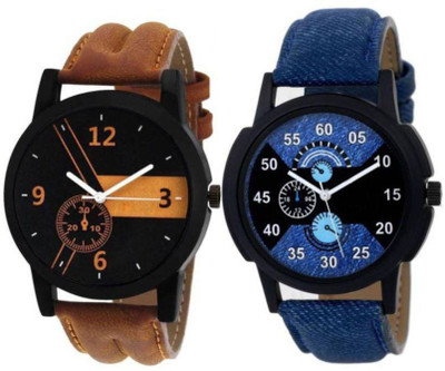 

Newman AJ Stylish Denim Blue and Orange Analog leather Belt(Combo of 2) Watch - For Men
