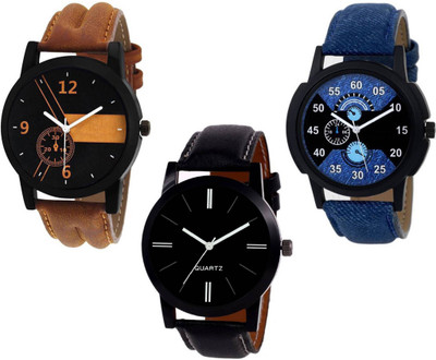

FabSale Set Of Three Combo Leather Strap Watch Watch - For Boys