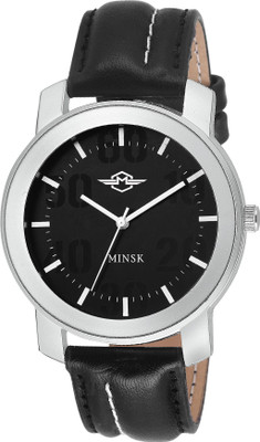 

MINSK MK7046 Bare Basic Stainless steel with leather strap Men's Watch - For Boys