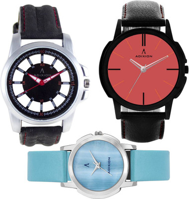 

ADIXION 9502NL08/9425SLM7/9522SLB1 Tri Combo Leady & Gents Analog Watch Watch - For Men & Women