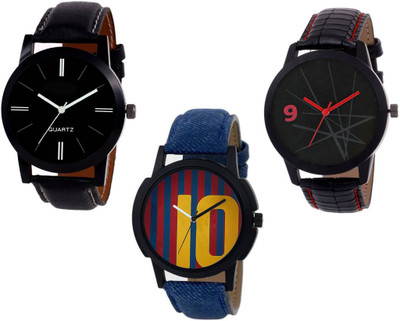 

FabSale Set Of Three Combo Leather Strap Watch Watch - For Men & Women
