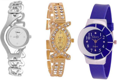

Gopal Shopcart GLORY Silver Chain Aks Golden And PU Strap New Fresh Arrival Stylish Combo WATCHES For Woman And Girls Watch - For Women Watch - For Girls