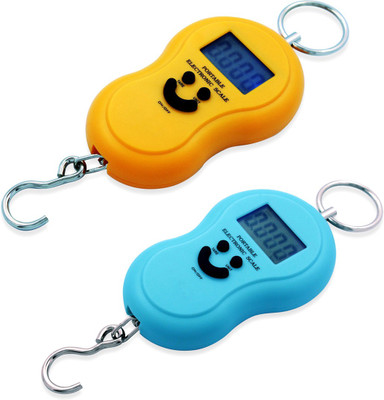 

Xhaiden Blue With Orange Digital Hanging Smiley Cylinder Luggage 50kg Weighing Scale(Blue, Orange)