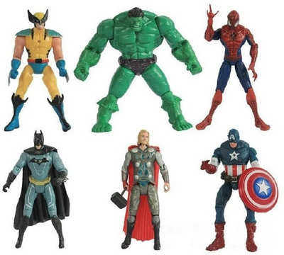 

ZenShanti Avengers, Batman, Spiderman & Wolverine 6 pcs 14cm Action Figures(Multicolor)
