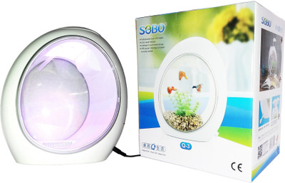 

ROYAL PET SOBO (Q-3) Mini Aquarium Fish Tank 6.5L | Ultra-Quiet Design | Professional Eye LED Lights | Intelligent Touch Technology | USB Power Interface Instead of Extra Socket | Round Ends Aquarium Tank(6.5)