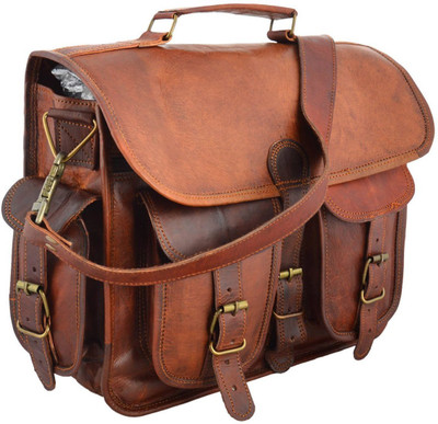 

styloleather bag Leather Messenger Bag Leather Laptop College Office Bag Messenger Bag(Brown, 18 inch)
