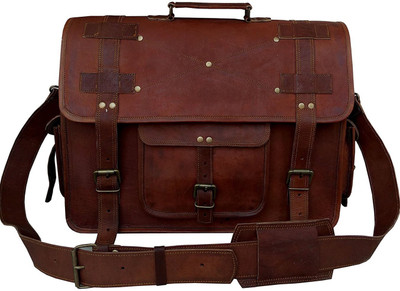 

STYLOLEATHERBAGS Leather Messenger Bag Leather Laptop Office College Bag Messenger Bag(Brown, 18 inch)
