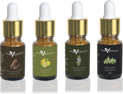 

Maverick Pure Rosemary, Cedarwood, Thyme &Lemon essential oil 4 in 1 pack with dropper(10 ml)