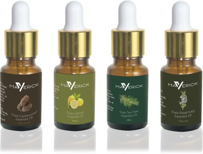 

Maverick Pure Rosemary, Cedarwood, Lemon & Tea Tree essential oil 4 in 1 pack with dropper(10 ml)