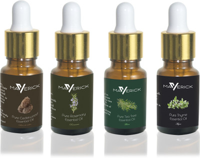 

Maverick Pure Rosemary, Cedarwood, Thyme & Tea Tree essential oil 4 in 1 pack with dropper(10 ml)